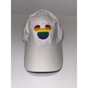 Disney Pride Collection Rainbow Mickey Mouse White Hat Adjustable Cap LGBT Park